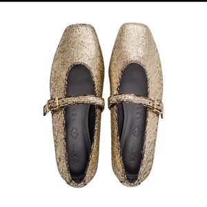 Katy Perry 9.5‎ Women's Evie Mary Jane Flat Gold NIB Fashion Casual Work School